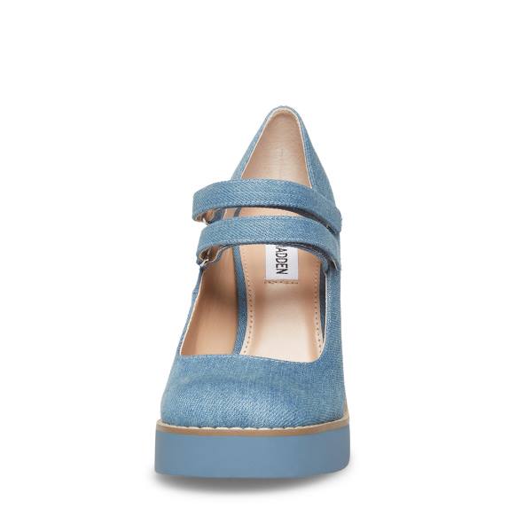 Szpilki Damskie Steve Madden Twice Denim Fabric Heel Niebieskie | SM-480KE