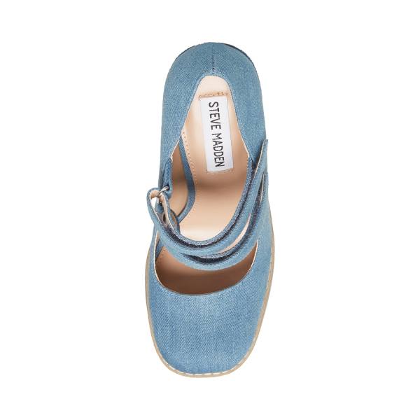 Szpilki Damskie Steve Madden Twice Denim Fabric Heel Niebieskie | SM-480KE