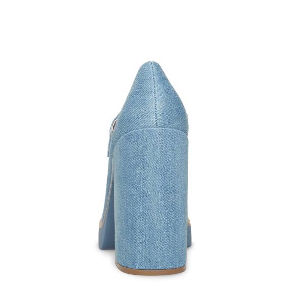 Szpilki Damskie Steve Madden Twice Denim Fabric Heel Niebieskie | SM-480KE