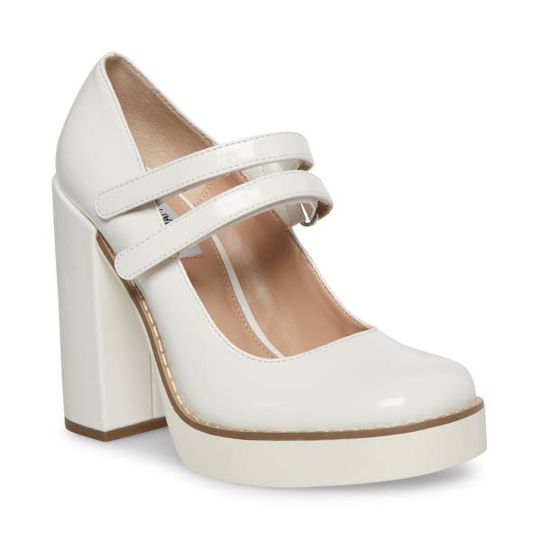 Szpilki Damskie Steve Madden Twice Lakierowana Heel Białe | SM-402DW