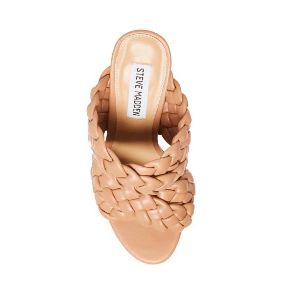 Szpilki Damskie Steve Madden Twisted Tan Heel Brązowe | SM-062KM