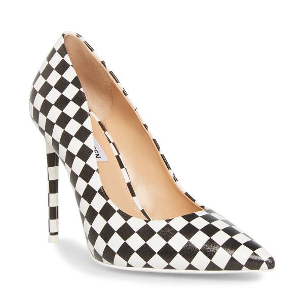 Szpilki Damskie Steve Madden Vala Heel Czarne Białe | SM-637SF