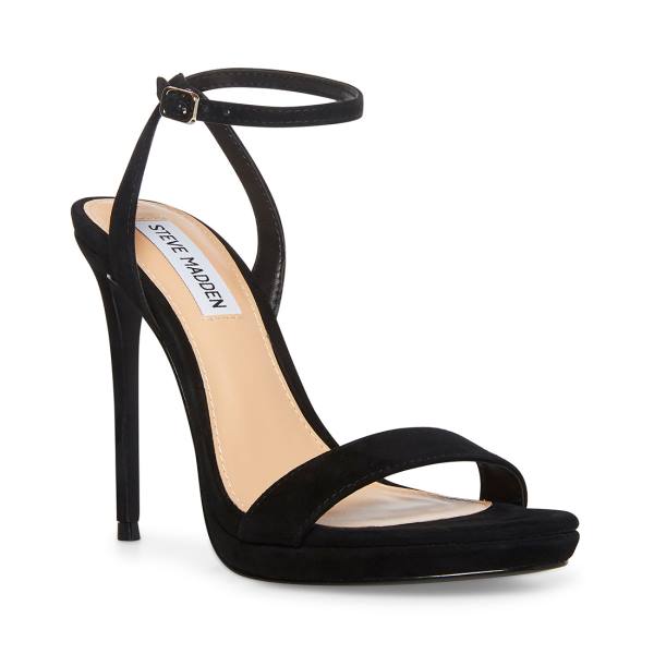 Szpilki Damskie Steve Madden Wafer Zamszowe Heel Czarne | SM-682BL