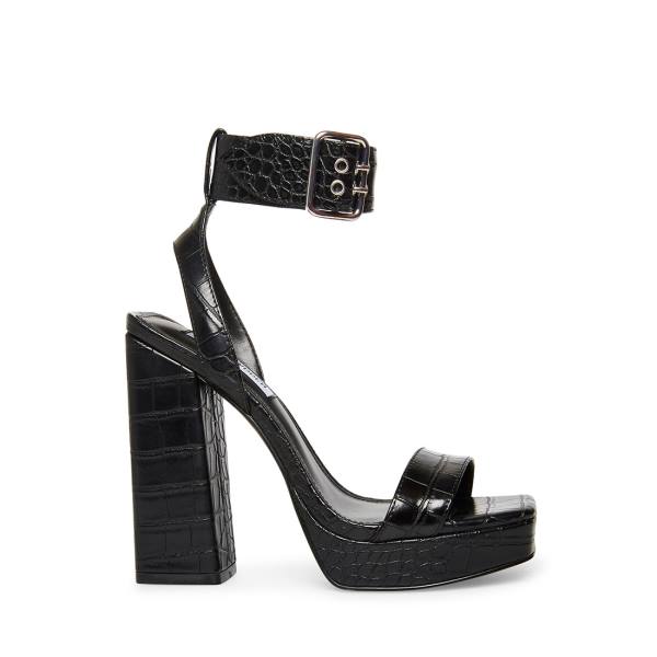 Szpilki Damskie Steve Madden Waverley Crocodile Heel Czarne | SM-106WO