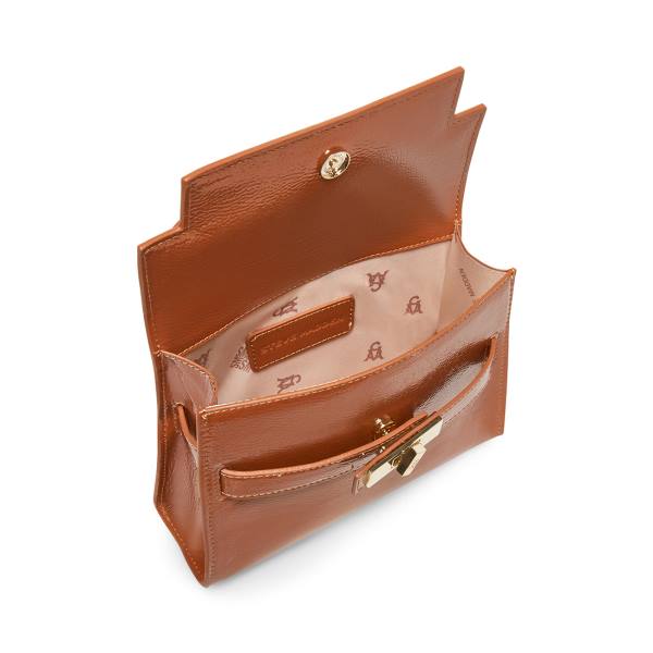 Torba Crossbody Damskie Steve Madden Bdignify Cognac Lakierowana Brązowe | SM-318JF