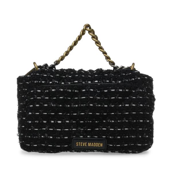 Torba Crossbody Damskie Steve Madden Bterra Tweed Czarne | SM-087SV