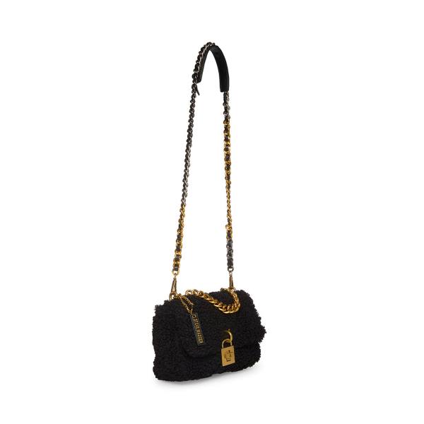 Torby Przez Ramię Damskie Steve Madden Bterra Shearling Czarne | SM-847PJ
