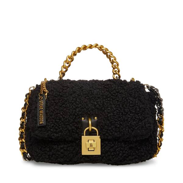 Torby Przez Ramię Damskie Steve Madden Bterra Shearling Czarne | SM-847PJ