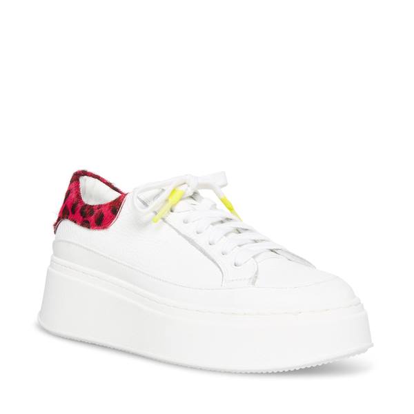 Trampki Damskie Steve Madden Ibby Fuschia Białe | SM-201YX