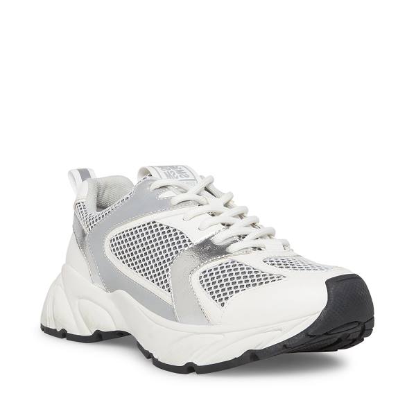 Trampki Damskie Steve Madden Issac Białe Szare | SM-130IY