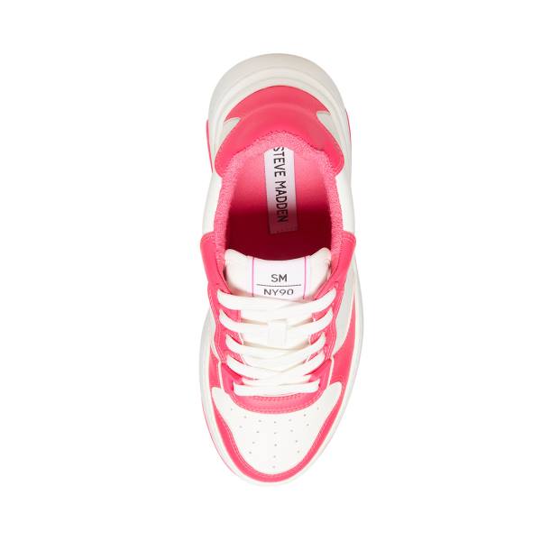 Trampki Damskie Steve Madden Tristina Fuschia Białe | SM-470VS