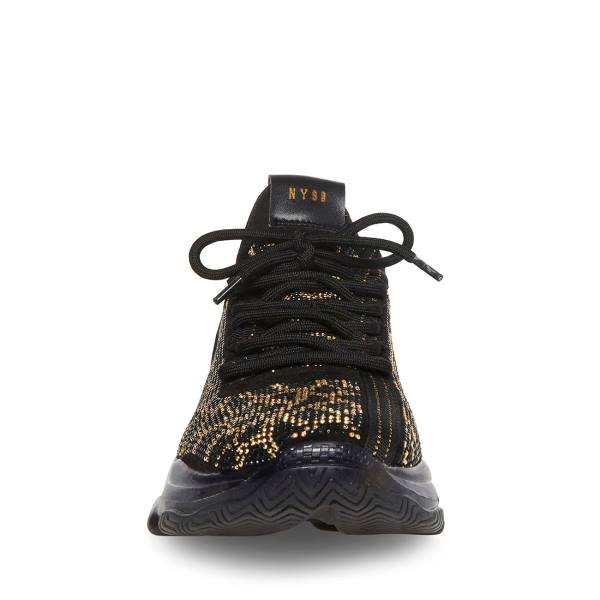 Trampki Męskie Steve Madden Maxx Czarne Złote | SM-916XW