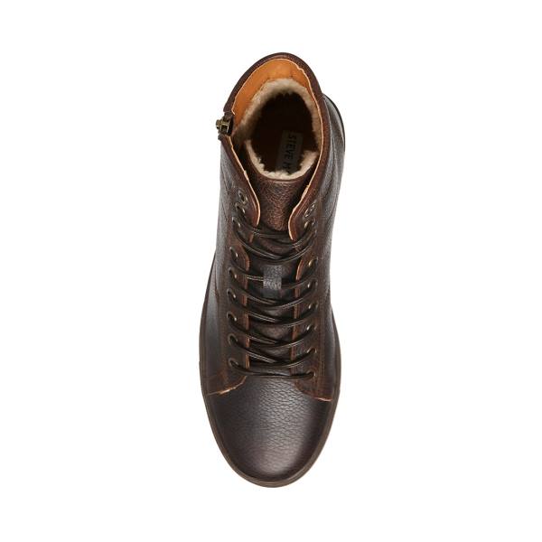 Trampki Męskie Steve Madden Slash Skórzane Brązowe | SM-291CV
