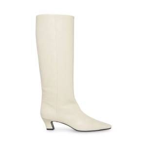 Kozaki Damskie Steve Madden Empire Skórzane Białe | SM-284HF