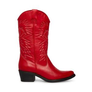 Kozaki Damskie Steve Madden Hayward Skórzane Czerwone | SM-587XT