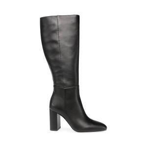 Kozaki Damskie Steve Madden Ninny Skórzane Czarne | SM-167CN