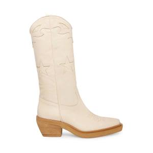 Kozaki Damskie Steve Madden Peyton Bone Skórzane Beżowe | SM-605UR