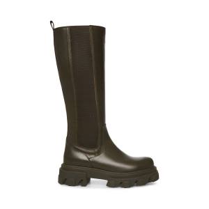 Kozaki Damskie Steve Madden Wayde Skórzane Oliwkowe | SM-813EF