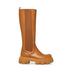 Kozaki Damskie Steve Madden Wayde Tan Skórzane Brązowe | SM-295HG